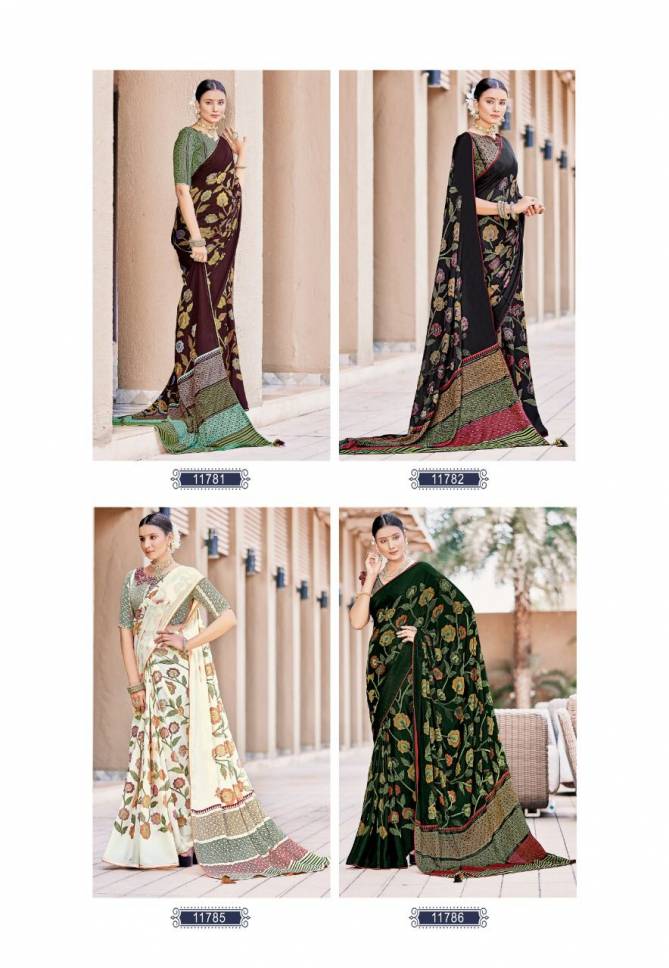 KAVIRAA New Exclusive Fancy Wear Georgette Printed Designer Saree Collection